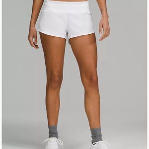white lululemon speed up shorts 2.5 inch